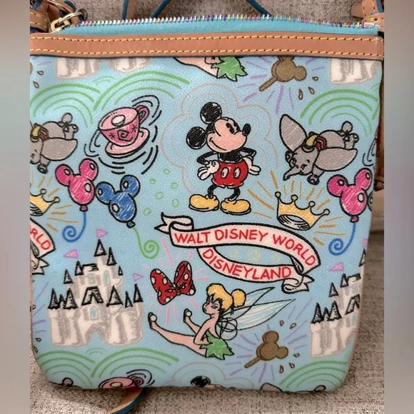 Dooney & Bourke Disney Sketch Mickey Mouse Crossbody Bag - Blue & Tan excellent - Picture 3 of 12